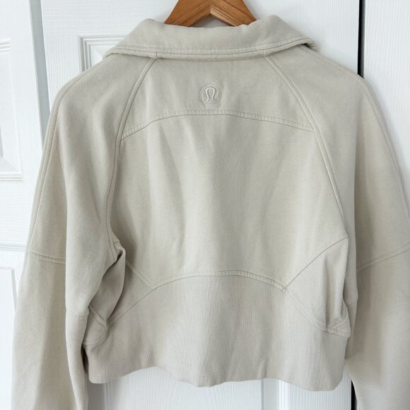Lululemon Scuba Oversized Half Zip Pullover Funnel Neck Cream XS/S Cotton - Picture 6 of 6
